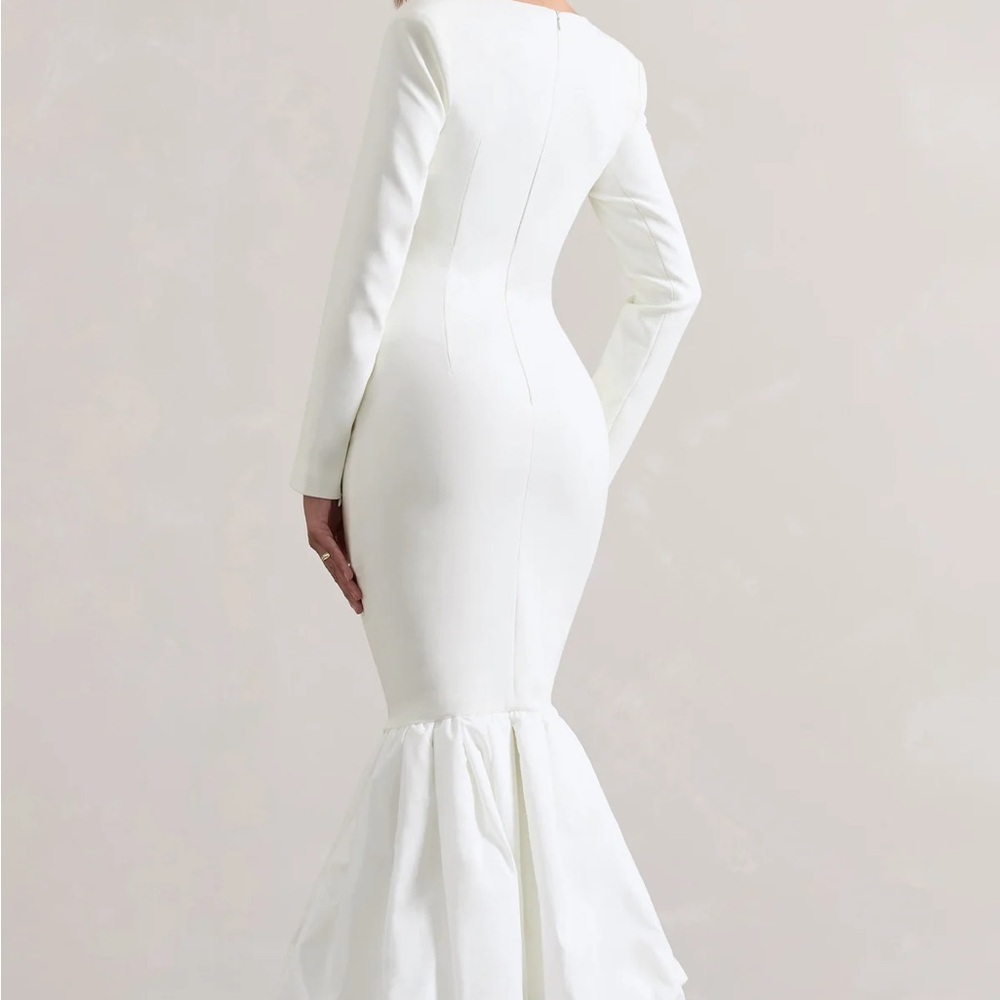 CREAM SWEETHEART MAXI DRESS WITH VOLUME HEM - Picture 2 of 2